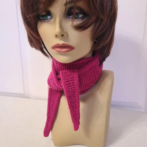 Sophie Scarf Classic Design Small Double Wrap Handmade Knitted Acrylic Magenta - Picture 13 of 15